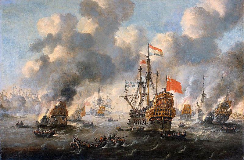 unknow artist The burning of the English fleet off Chatham, 20 June 1667. China oil painting art